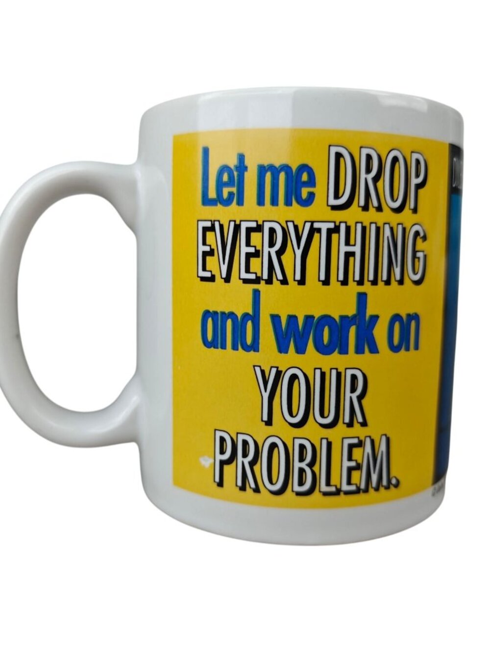 Vintage Dilbert Ceramic Mug Cup Comic Style Yellow And White Scott Adams